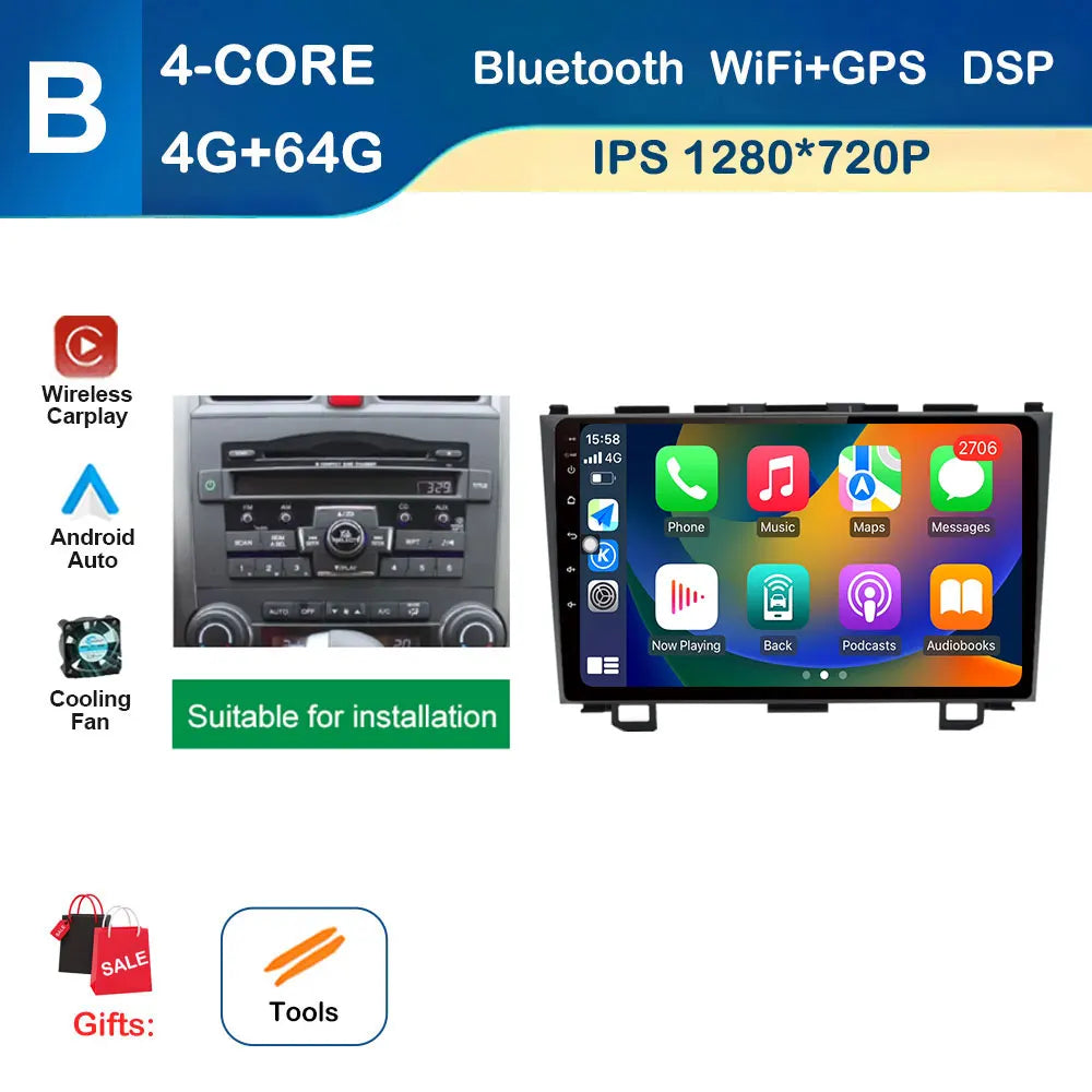 9 inch GPS Navigation for Honda CRV CR-V 3 2007 - 2011 Android System Car Radio Multimedia Player Touch Screen 4G BT Auto Tools