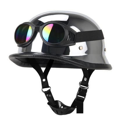 Motorcycle Half Helmet German Leather Vintage Helmet Casco Moto Motorcycle Open Face Helmet Biker Pilot DOT Certification S-XXL