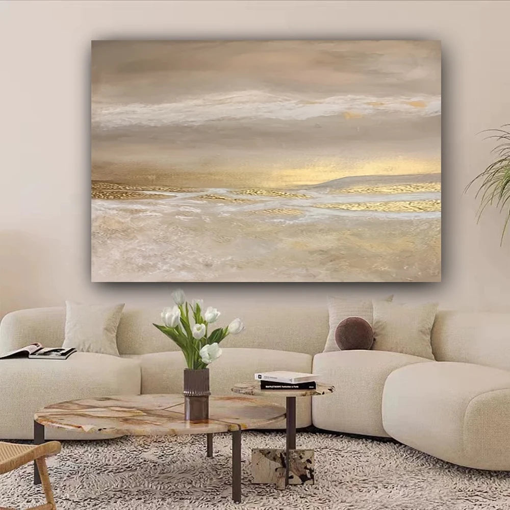Luxury Home Decor Paint Modern 100% Handmade Abstract Oil Painting On Canvas Pattern For Living Room Wall Art Picture Gold Mural