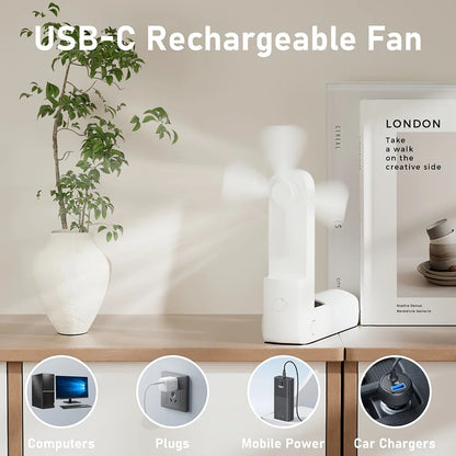 Portable Mini Handheld Fan Small Pocket Fan USB Rechargeable Battery Fan Folding Cooling USB Hand Fan with Power Bank