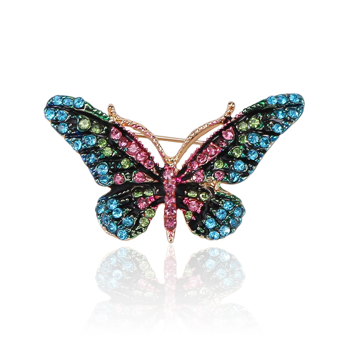 Beaut&Berry Trendy Shiny Rhinestone Butterfly Brooches for Women Unisex Insect Pins Casual Party Accessories New Gifts Friends