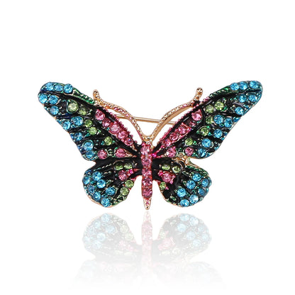 Beaut&Berry Trendy Shiny Rhinestone Butterfly Brooches for Women Unisex Insect Pins Casual Party Accessories New Gifts Friends