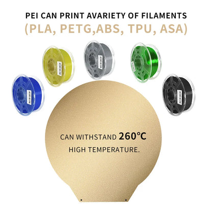 Double Heated Bed PET/PEO+PEI Spring Steel Sheet PEI Bed Diameter 220/265mm Round For Rostock Delta Kossel/Flsun for 3D Printer