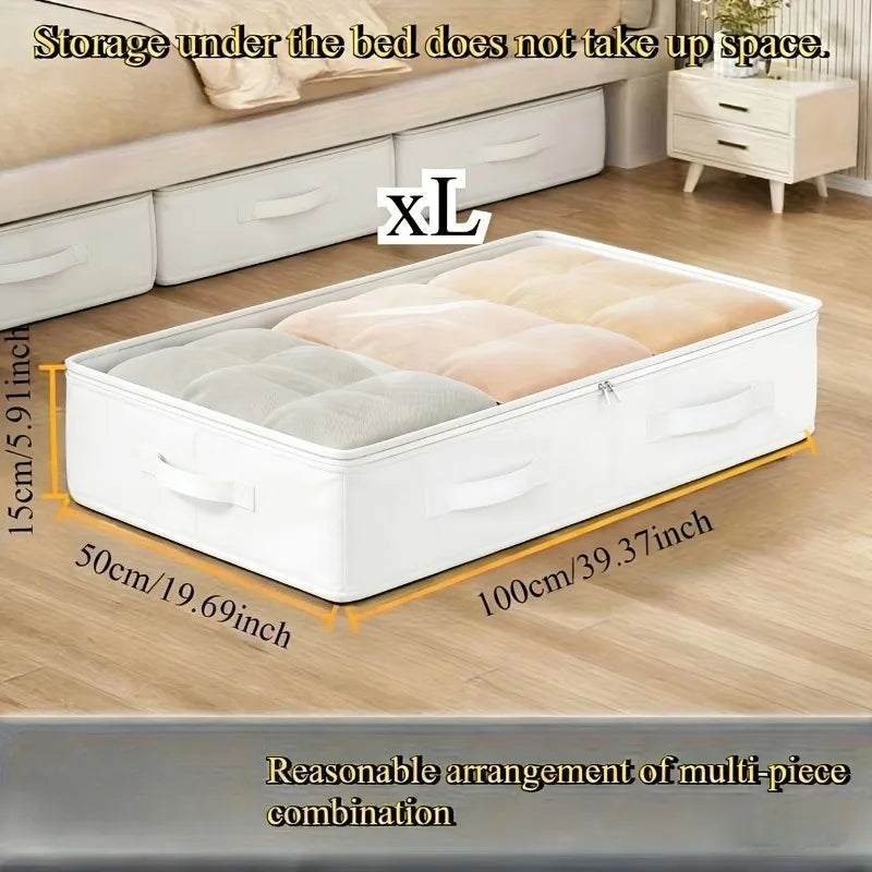 Under Bed Storage Bags with Flip Top, Foldable Non-Woven Organizer for Blankets, Quilts, - Space Saving Container for Dorm, Home