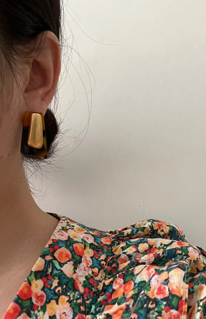 New fashion jewelry 18K gold plated metal brushed leopard print acrylic geometric earrings modern women's daily accessories