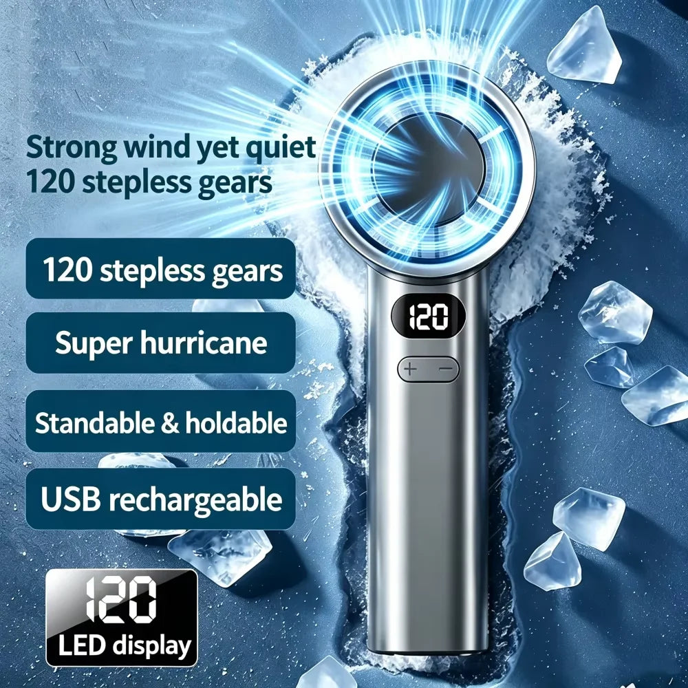 New Handheld Fan 120 Speed Portable Bladeless Desktop Fans Rechargeable Instant Cooling With Ice Mode For Men Women
