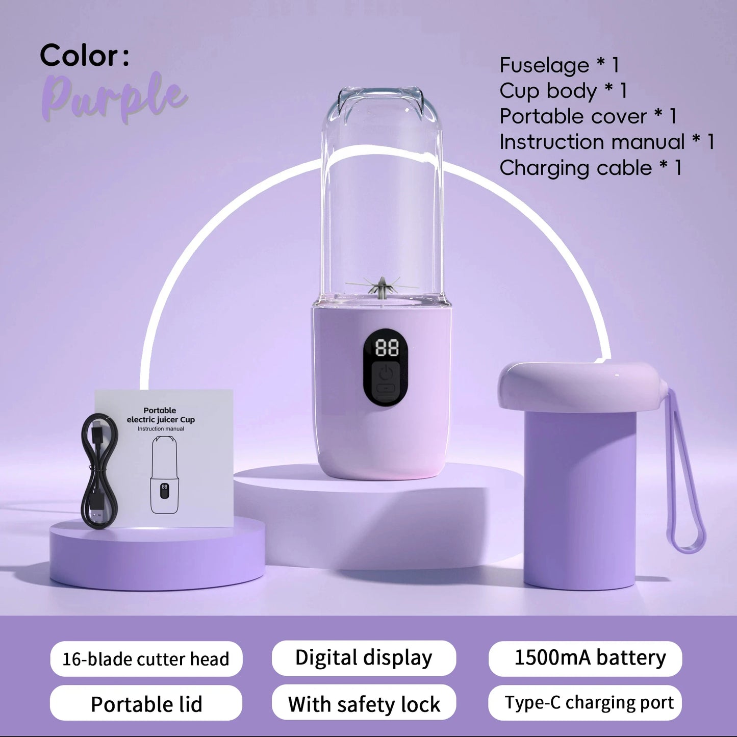HOMEFISH Blender USB Rechargeable Cordless Mini Juicer Mixer for Smoothie Shake Protein Travel Sports Bottle Juicer Cup