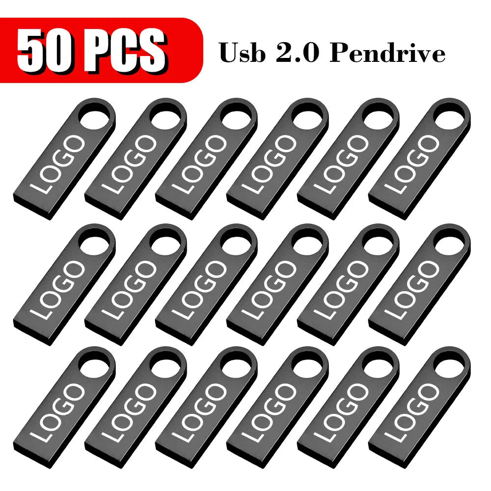 50PCS/lot Free Custom Logo Pendrive 16GB USB Creative Metal Key USB 2.0 Flash Drive Pendrive 4GB 8GB 32GB 64GB Memory Stick