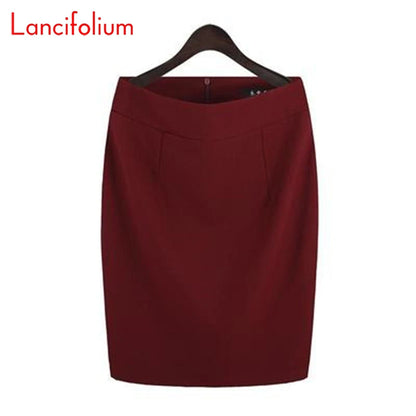 Knee Length Work Office High Waist Skirt Women Summer Vintage Formal OL Skirt Pocket Female Black Grey Bodycon Business Skirt