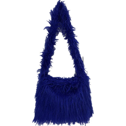 Soft Plush Women's Shoulder Bag Y2K Style Winter Furry Hobo Clutch Purse Fashionable Ladies Underarm Handbag Simple Design