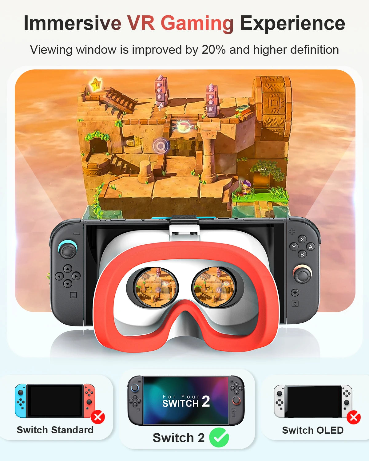 Switch 2 Virtual Reality VR Glasses with Adjustable HD Lenses and Comfortable Head Strap, Labo VR Kit  for Switch 2