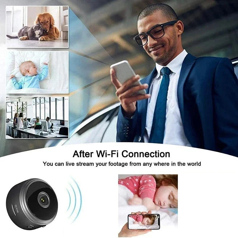 Mini caméra WiFi A9 : enregistreur vidéo sans fil, caméra de sécurité et de protection, caméra de surveillance intelligente pour la maison, idéale pour les bébés et les animaux domestiques.
