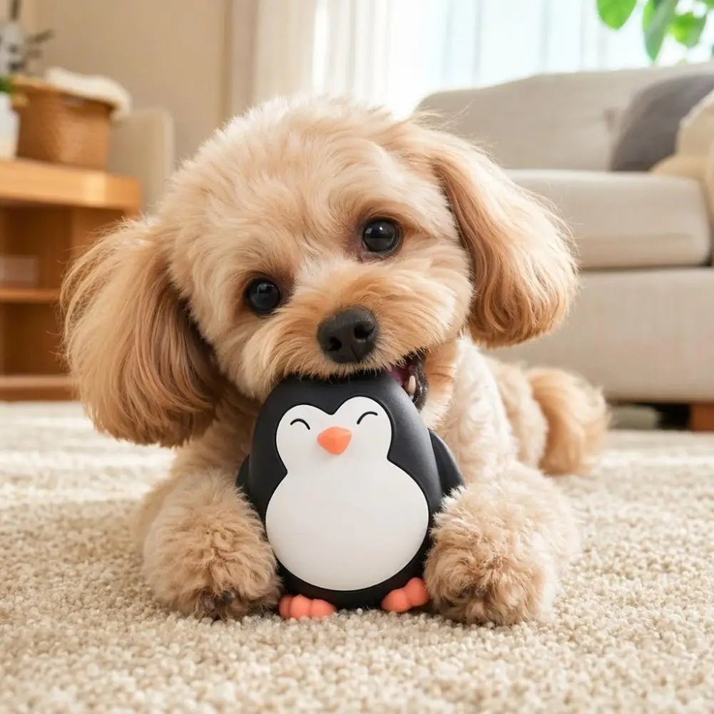 Pet Interactive Squeaker Chew Training Toy for Dog Cat Rubber Puzzle Toy yellow duck, penguin Chew Training Pet Products
