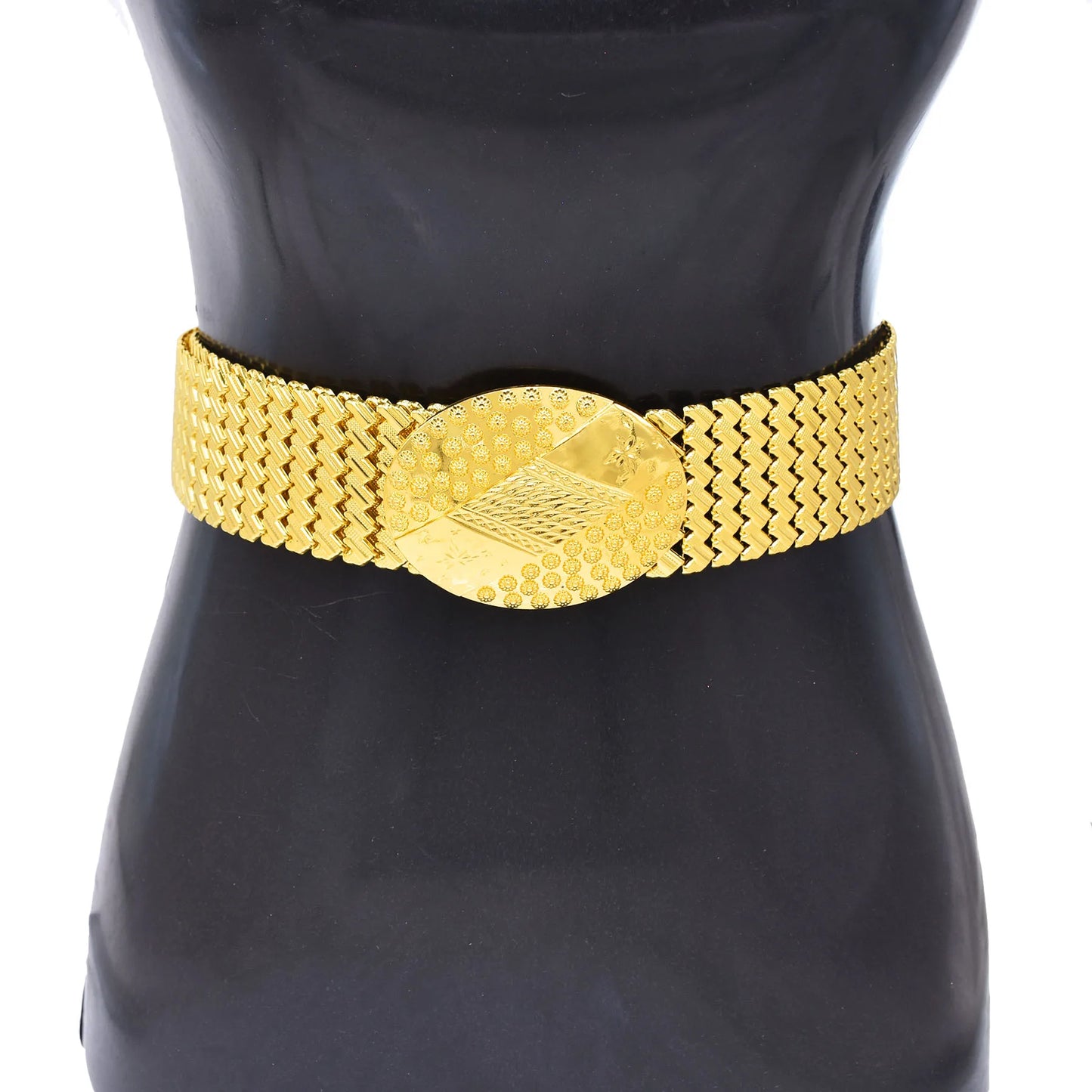 Gold Plated Women Metal Belt Body Jewelry Alloy Carved Flower Statement Waist Chains