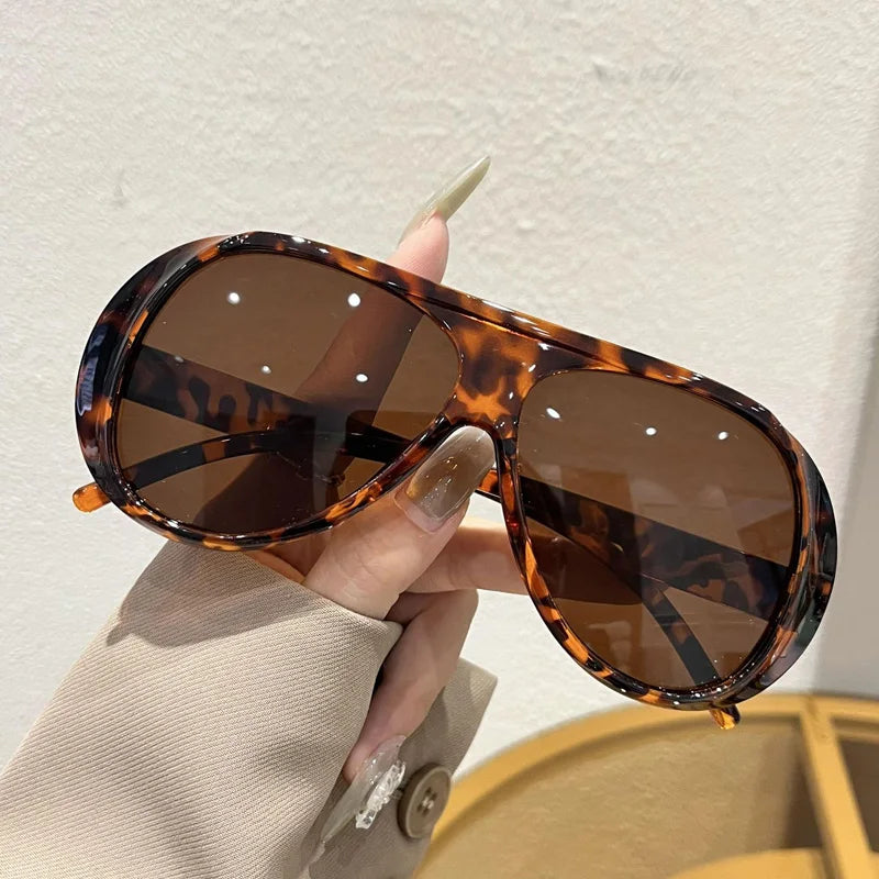OEC CPO Fashion Double Bridges Pilot Sunglasses Women Large Frame Shades UV400 Retro Sun Glasses Female Orange Yellow Eyewear