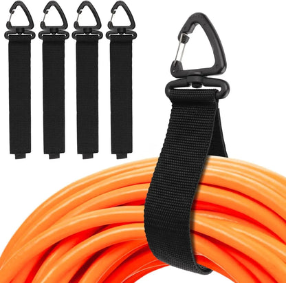 Extension Cord Holder Organizer Car Trunk Tool Heavy-Duty Hook Loop Storage Strap for House Basement RV Garage for Cables Winder