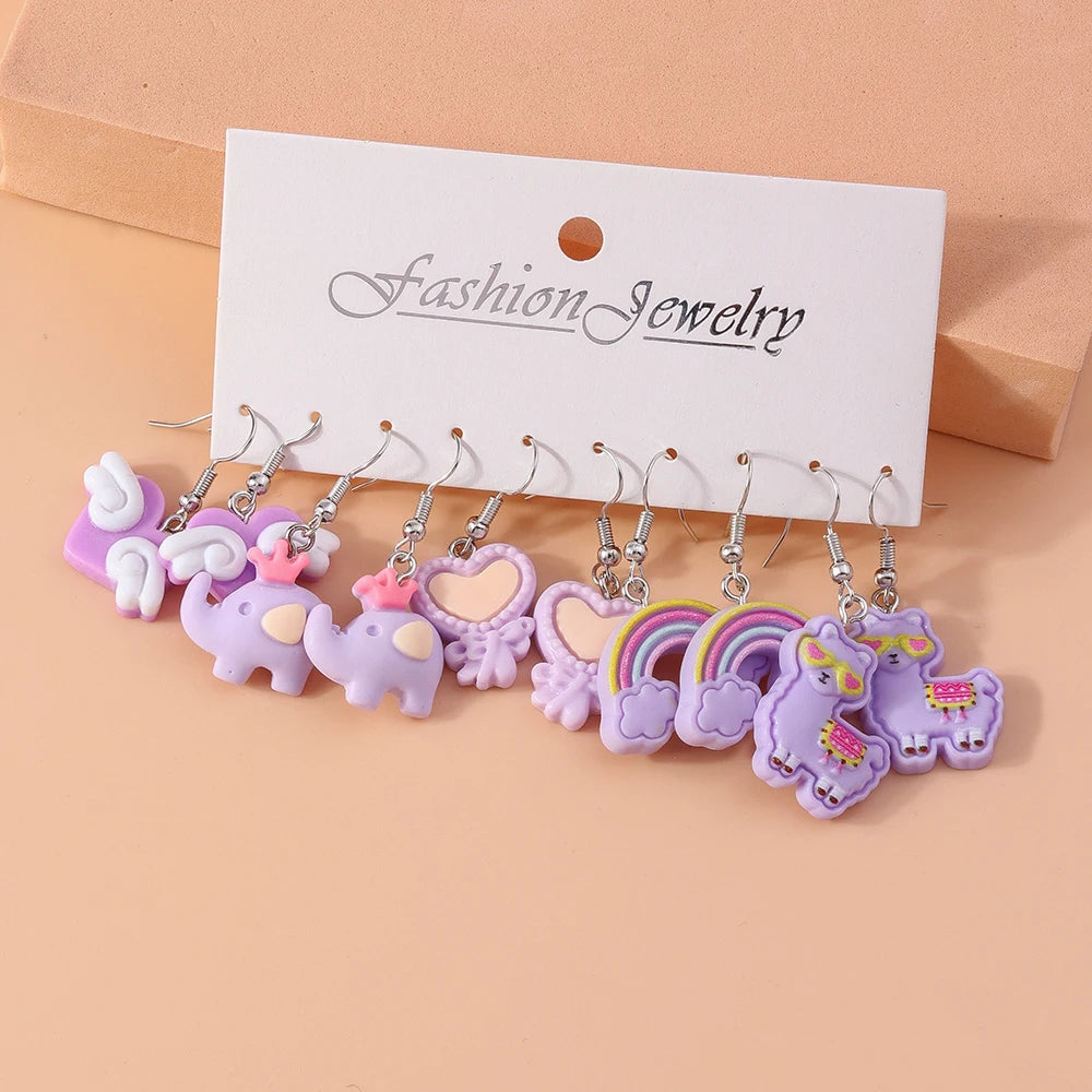 5pairs/set Cute Candy Chocolate Earrings for Women Girls 3D Food Dangle Earrings Kids Jewelry Gifts