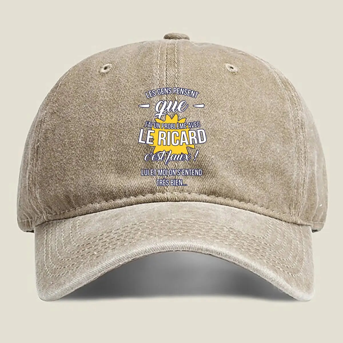 French Text Poster Dispelling Myths About Le Ricard with a Light - Hearted  Washed Baseball Cap