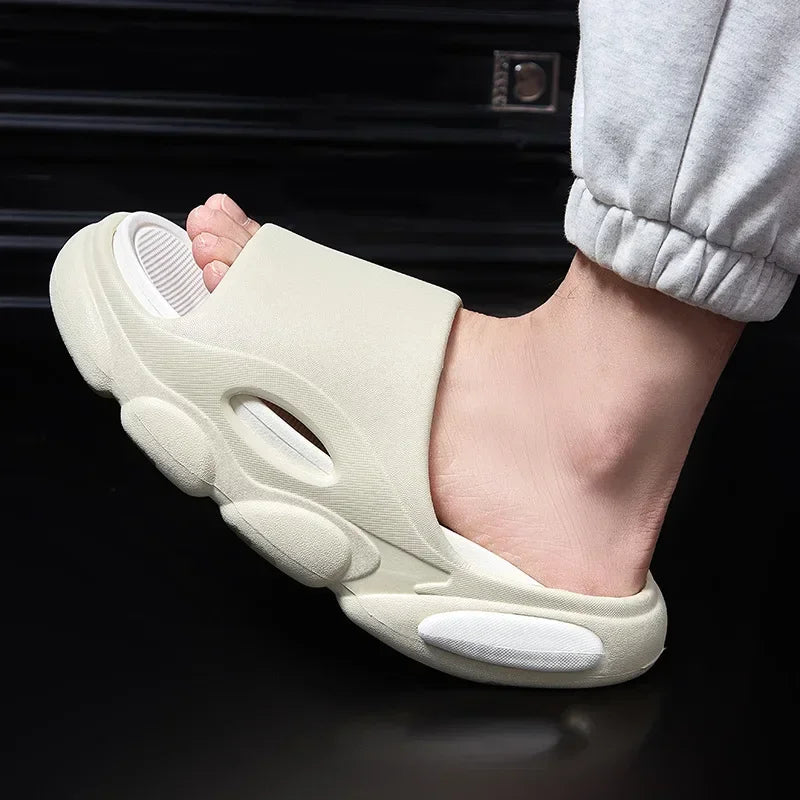 Thick soled sandals suitable for men to wear outside, height increasing, sporty and trendy home slippers for men
