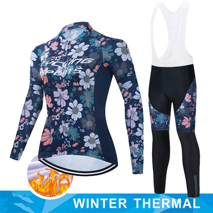 Women Winter Thermal Fleece Clothes 2026 Cycling Uniform Cycle Jersey Clothing Jerseys Pants Gel Bib MTB Jacket Suit Bike Outfit