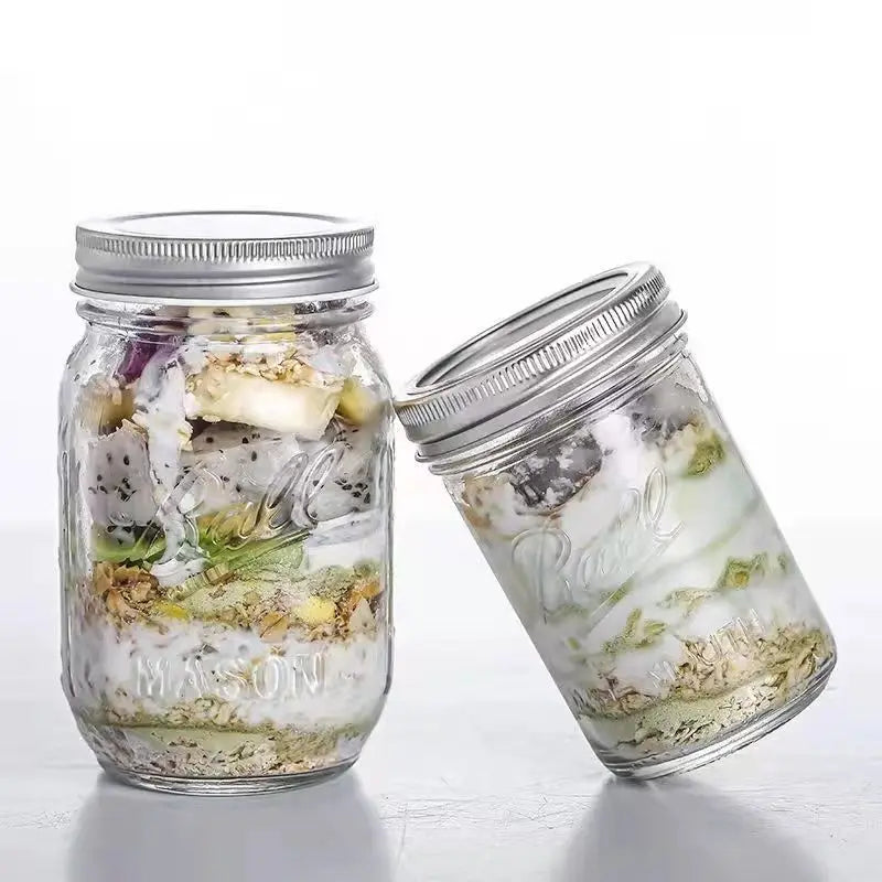Large Mouth Glass Mason Jar Sed Container Transparent Sc American Sle Overnight Oats Cup Bowl Yogurt Drink Cup