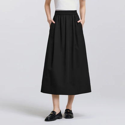 Semir Skirt Women 2025 New Spring Elastic Waist Solid Color Versatile Spring New Version Hip-covering A-line Umbrella Skirt