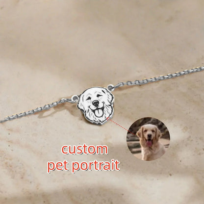 Custom Pet Portrait Necklace Pet Memorial Jewelry Pet Name Necklace Engraved Necklace Dog & Cat Necklace Women Necklace