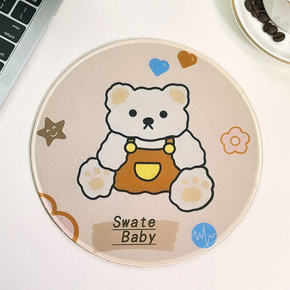 Cute Cartoon Round Mouse Pad Non-slip Rubber Base Comfortable Durable Table Mat for Home Office Gaming Desk Laptop Accessories