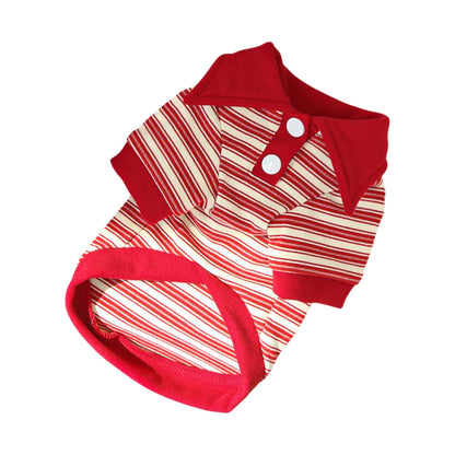 New Striped Pet Clothing Classic All-Match Base Layer Daily Outgoing Walking Travel Matching Four-Legged Polo Shirt for Cats Dog