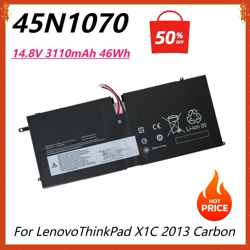 45N1070 Laptop Battery for Lenovo ThinkPad X1C 2013 Carbon ThinkPad X1 Carbon Series 3444 3448 3460 Tablet 45N1071