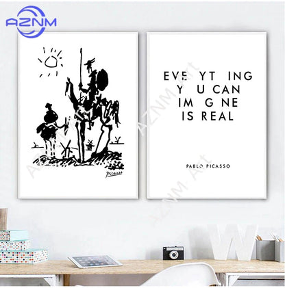 Everyhing you can image is real Pablo Picasso Art Paintings Canvas Print , Don Quixote Poster Painting Wall Picture Home Decor