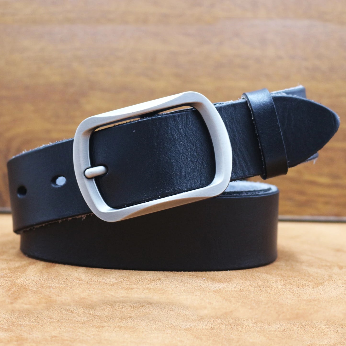 Thick Cowhide Copper Pin Buckle Real Genuine Leather Belt For Jeans Fashion Casual Belt Men Waistband Retro Luxury Male Strap