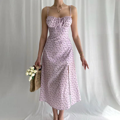 Women Elegant Floral Beach Vacation Bodycon Streetwear Long Dress 2025 Summer Clothes Wholesale Items For Business