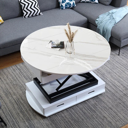 Creative Multi-Functional Coffee Table Dual-Use Electric Lifting Small Apartment Collapsible Square round Table Glass Tea Table