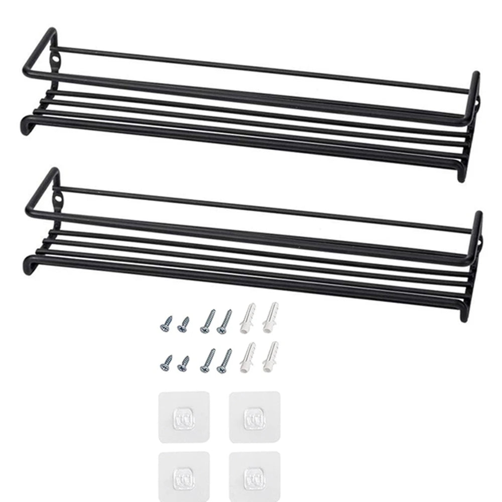 4/2PCS Spice Rack Organizer Wall Mount Storage Racks Space Saving Metal Seasoning Racks Kitchen Cabinet Door Spice Jar Organizer