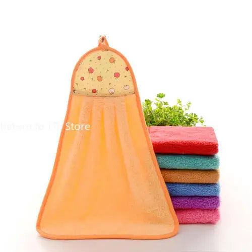 Hand Towel Coral Velvet Bathroom Supplies Soft Absorbent Cloth Dishcloths Hanging Cloth Kitchen Accessories