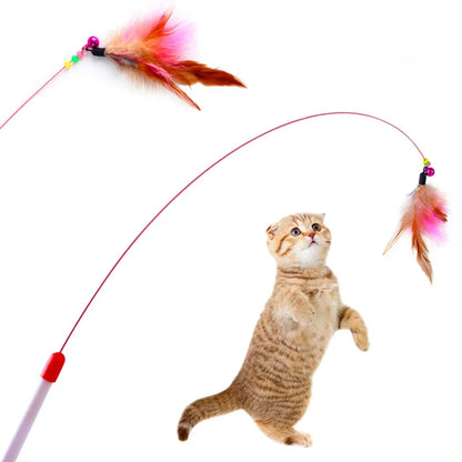 Cat Toy Cat Toys Interactive with Sucker Feather Toys for Cats Tease Sucker Stainless Steel Wire Cats Toy with Bell Pet Products