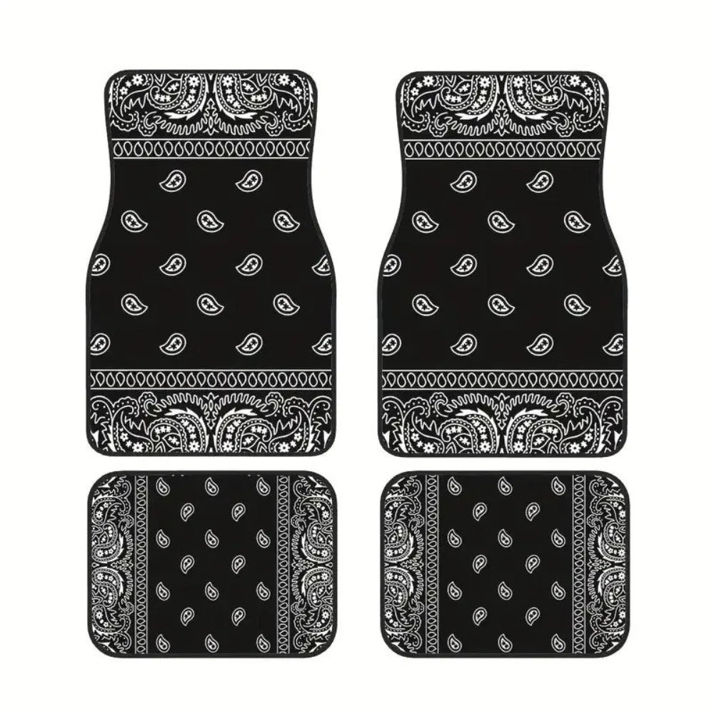 4Pcs Durable Bohemian Car Floor Mats Anti-slip Dirty Resistant Persian Carpet Car Decoration Heavy Duty Car Floor Protector Rugs
