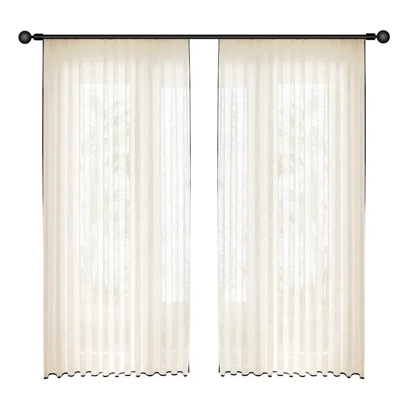 Curtains for Living Dining Room Bedroom French Translucent Opaque  Linen Living Room Balcony Japanese