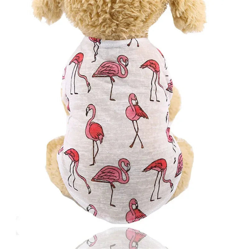 Cotton Pet Clothing Summer Sunscreen Vest Cool Breathable Dog Vest Cute Printed Puppy Dog T-shirt for Small and Medium Dogs Cats