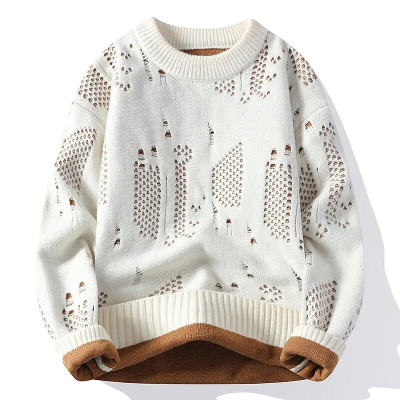Autumn Winter Fashion Hole Knit Sweater Men O-Neck Solid Color Youthful Vitality Casual Knitted Pullovers Man Streetwear Sweater