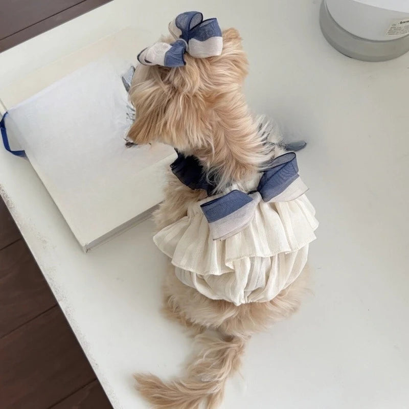 New Dog and Cat Summer Clothing Thin Clothes Dress Fairy Skirt with Headwear Teddy Bear Pet Supplies