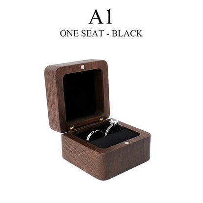 Vintage Wooden Ring Box Jewelry Organizer Square Wood Grain Wedding Rings Holder Earrings Jewelry Display Packaging Gift Boxes