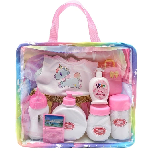 Baby Doll Feeding Bottle Set Baby Care Toy Stroller 2pcs Milk And Juice Bottles With Toy Pacifier Baby Doll Accessories