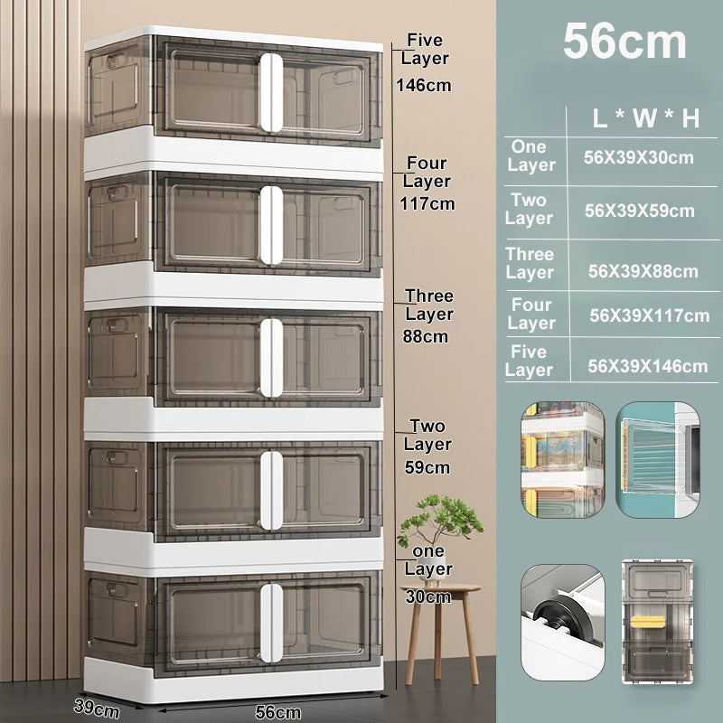 Folding Storage Box Magnetic Plastic Bins Sundries Storage Container Home Closet Organizer Shoe Clothes Foldable Cabinet Box