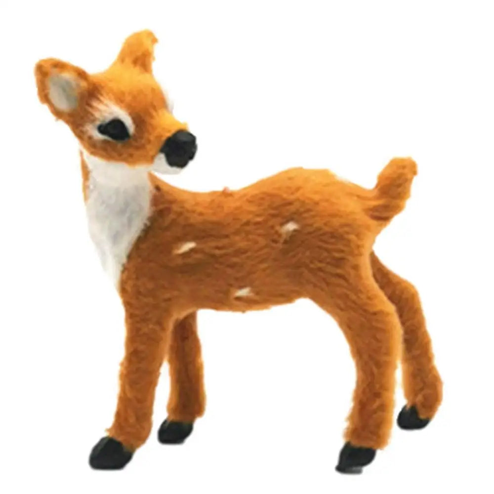 1pc Simulation Plush Animal Sika Deer Reindeer Lovely Xmas Home Decor Standing Miniatures Christmas Elk Scene Arrangement Props