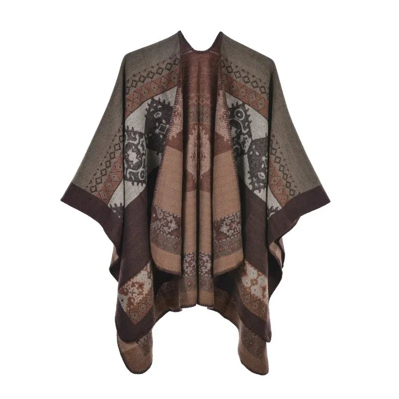 Winter Fashion Poncho Women Capes Scarf Imitation Cashmere Ladies Scarves Warm Shawls Wraps Woman Ponchos Bufanda Mujer Foulard