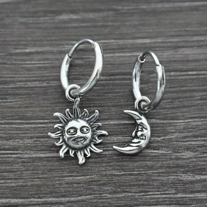 Sun and Moon Hoop Earrings, Sun Hoop Earrings, Hoop Earrings, Gothic Jewelry, Celestial Jewelry , Moon Earrings