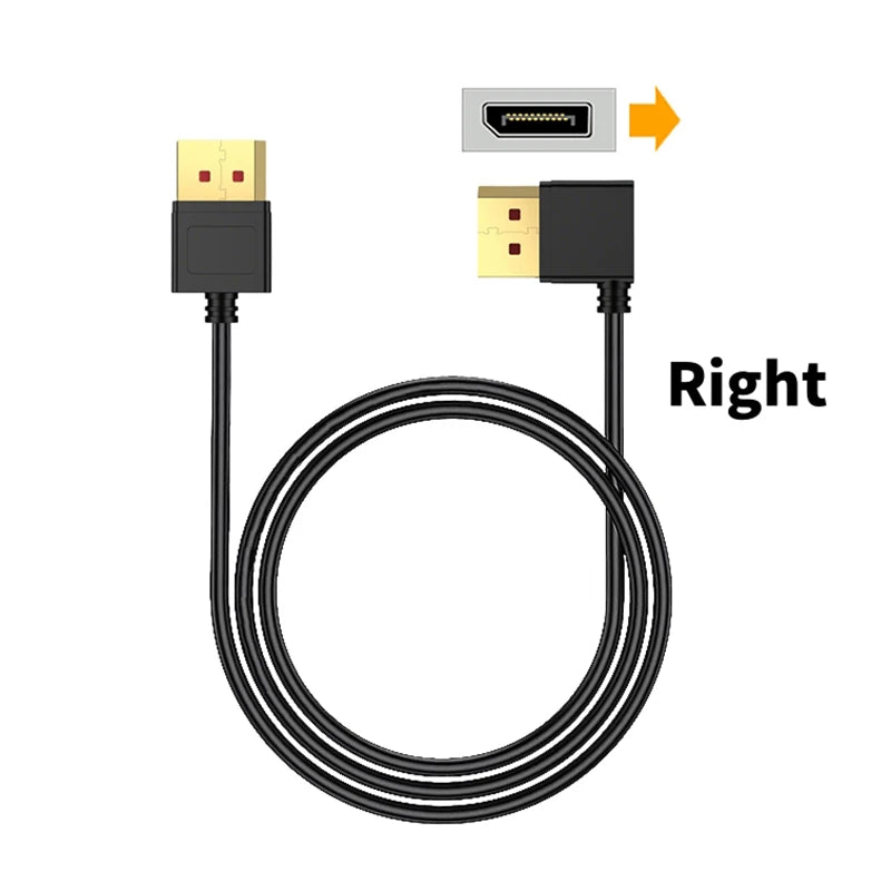 DisplayPort 1.4 Cable 8K@60Hz 4K@240Hz Display Port Cable 90 Degree DP Cord Compatible FreeSync G-Sync HDR for PC Gaming Monitor