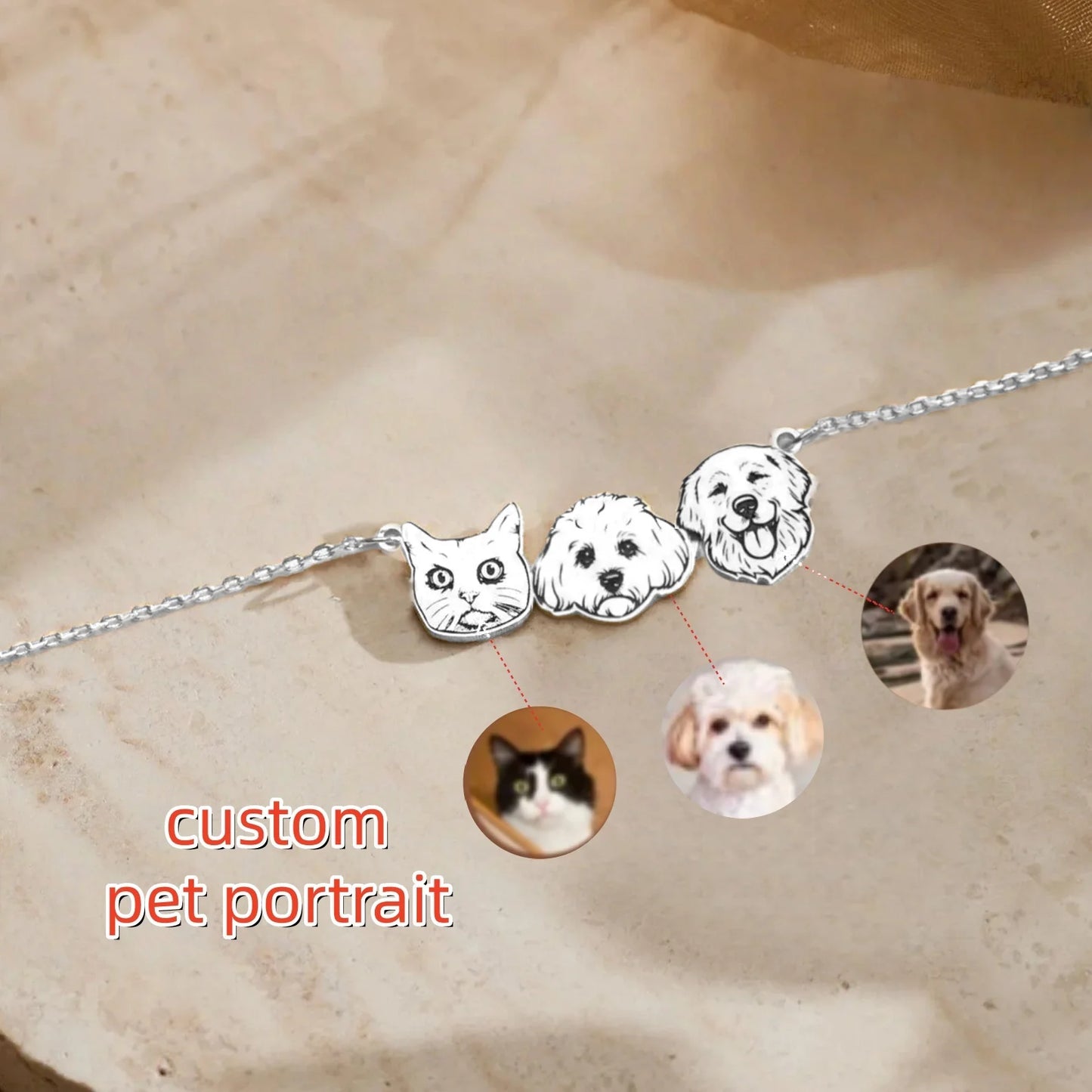 Custom Pet Portrait Necklace Pet Memorial Jewelry Pet Name Necklace Engraved Necklace Dog & Cat Necklace Women Necklace